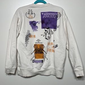 Zara No Clue Club Combination Graphic Unisex Crewneck Sweater